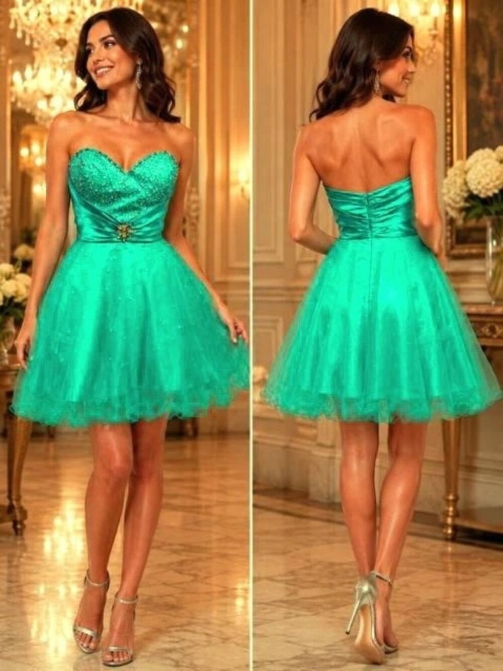 Blush Prom By Alexia Teal Strapless Embellished Dress
